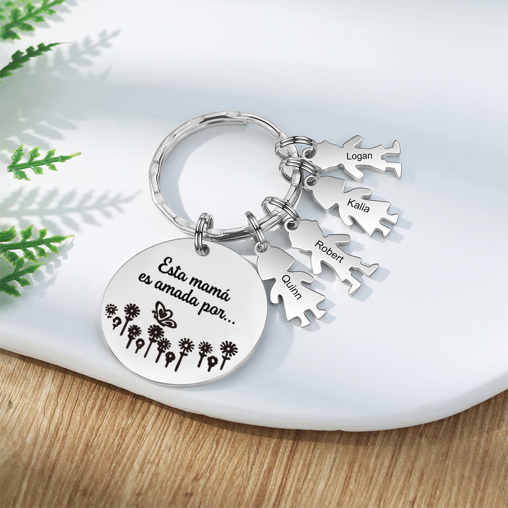 A mi mamá - Llavero con 4 nombres personalizados en "niños"-Jessemade ES