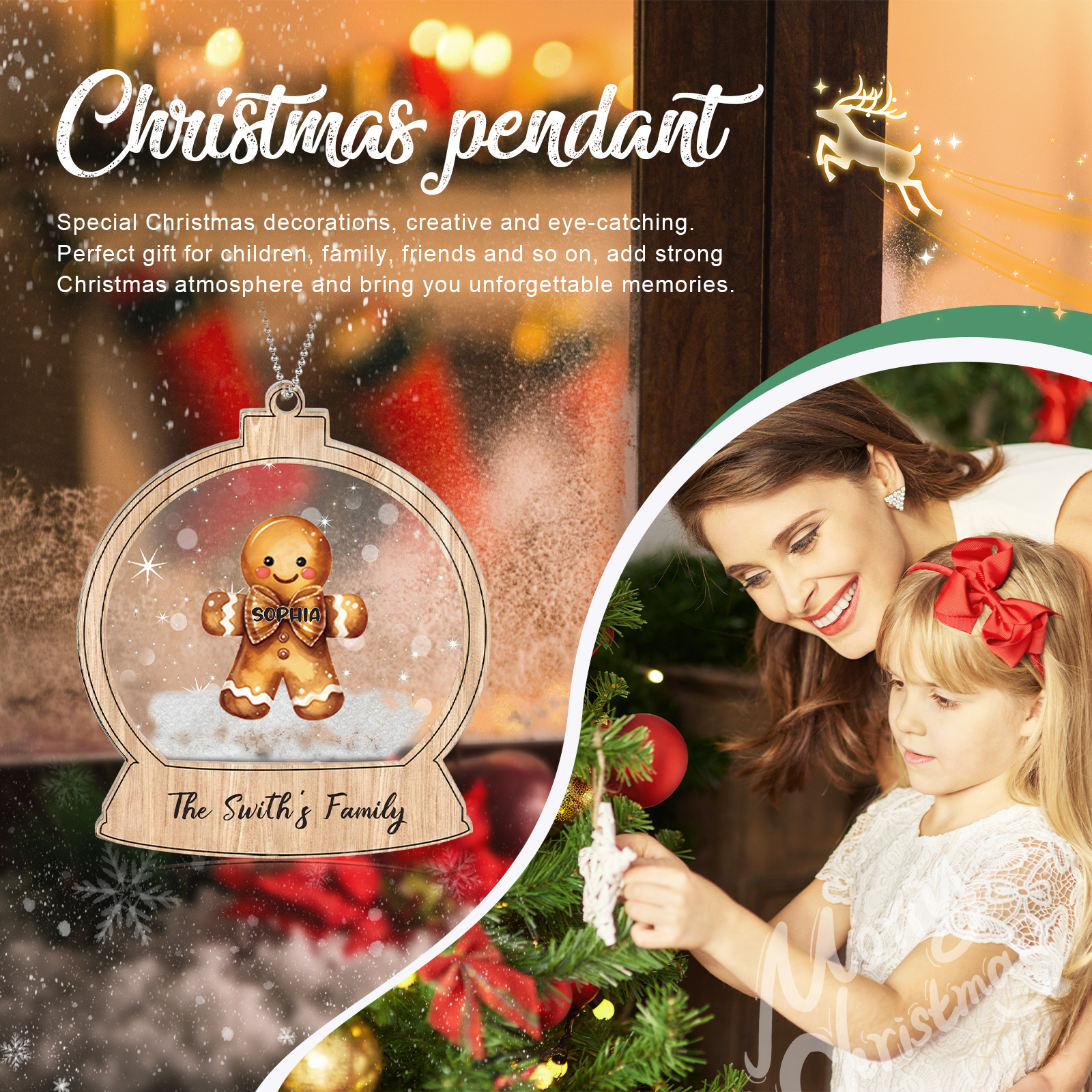 Navidad-Ornamentos Navideños de Acrílico Bola de Cristal 1 Nombre con Texto Personalizados