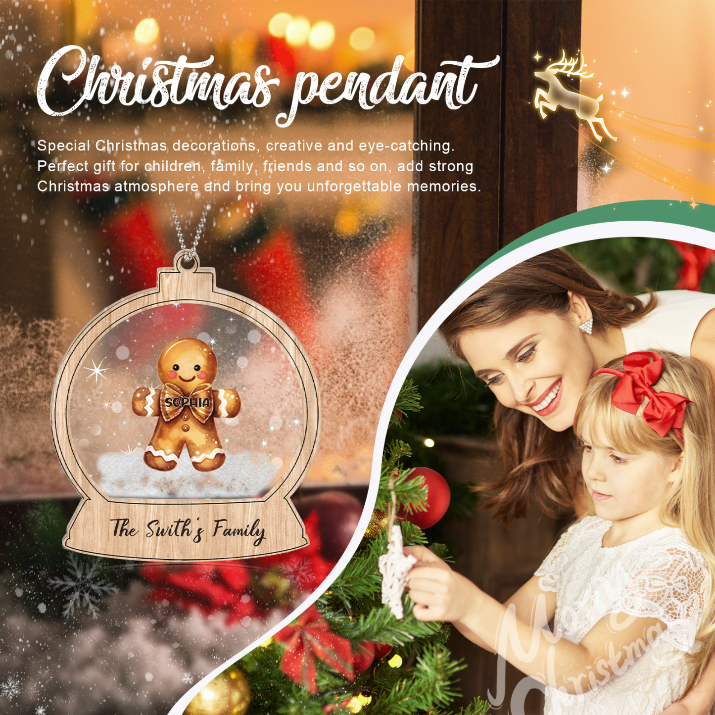 Navidad-Ornamentos Navideños de Acrílico Bola de Cristal 1 Nombre con Texto Personalizados