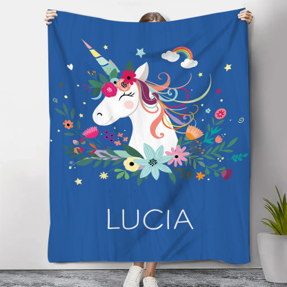 Manta de buen calidad con Unicornio personalizada con 1 nombre-Jessemade ES