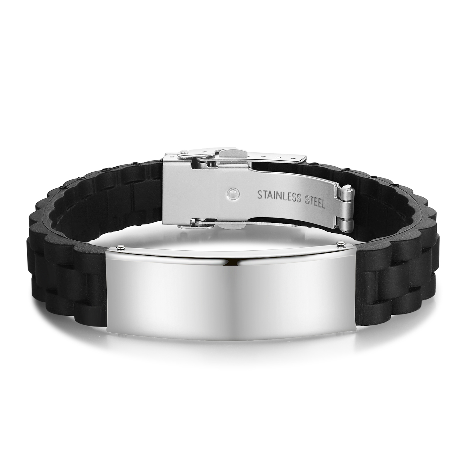 Pulsera personalizada con 1 texto y 1 foto para hombre-Jessemade ES