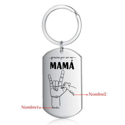 A mi mamá-Llavero 2-6 Nombres Personalizados "DEDOS COGIDOS"-Jessemade ES