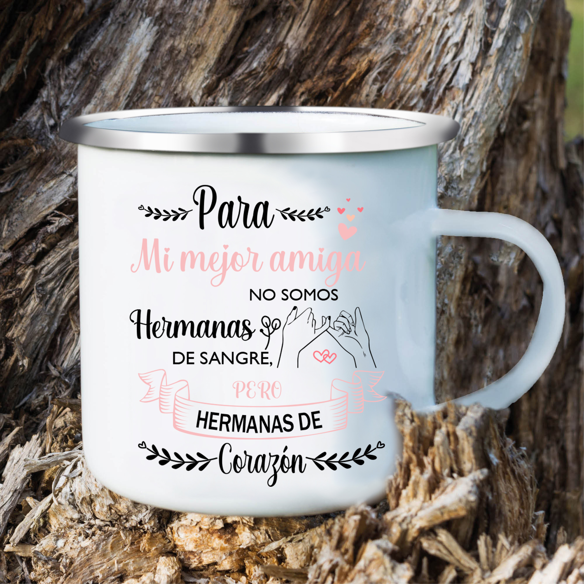 Taza para amigas pinky swear 2 nombres y foto personalizados-Jessemade ES