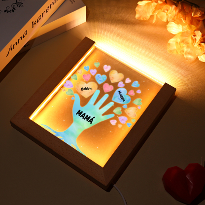 A mi mamá/abuela-Lámpara Personalizada con 2-8 Nombres y Texto "árbol y corazones" 3D Ilusión Luz de Noche-Jessemade ES