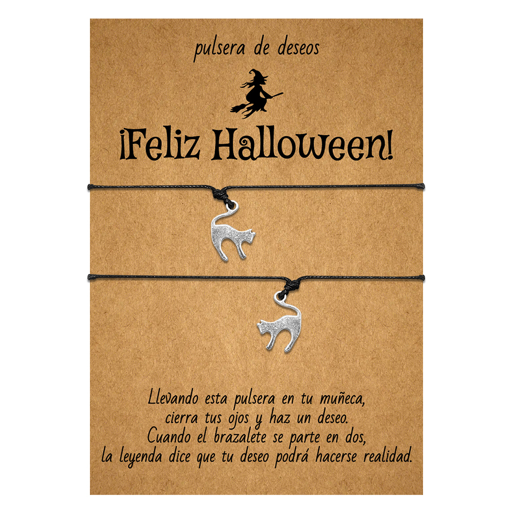 Pulsera de deseos-Unidad de 2 pulseras de gato🐈 ¡Feliz Halloween!-Jessemade ES