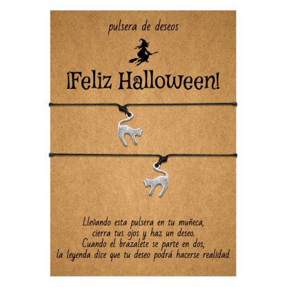 Pulsera de deseos-Unidad de 2 pulseras de gato🐈 ¡Feliz Halloween!-Jessemade ES