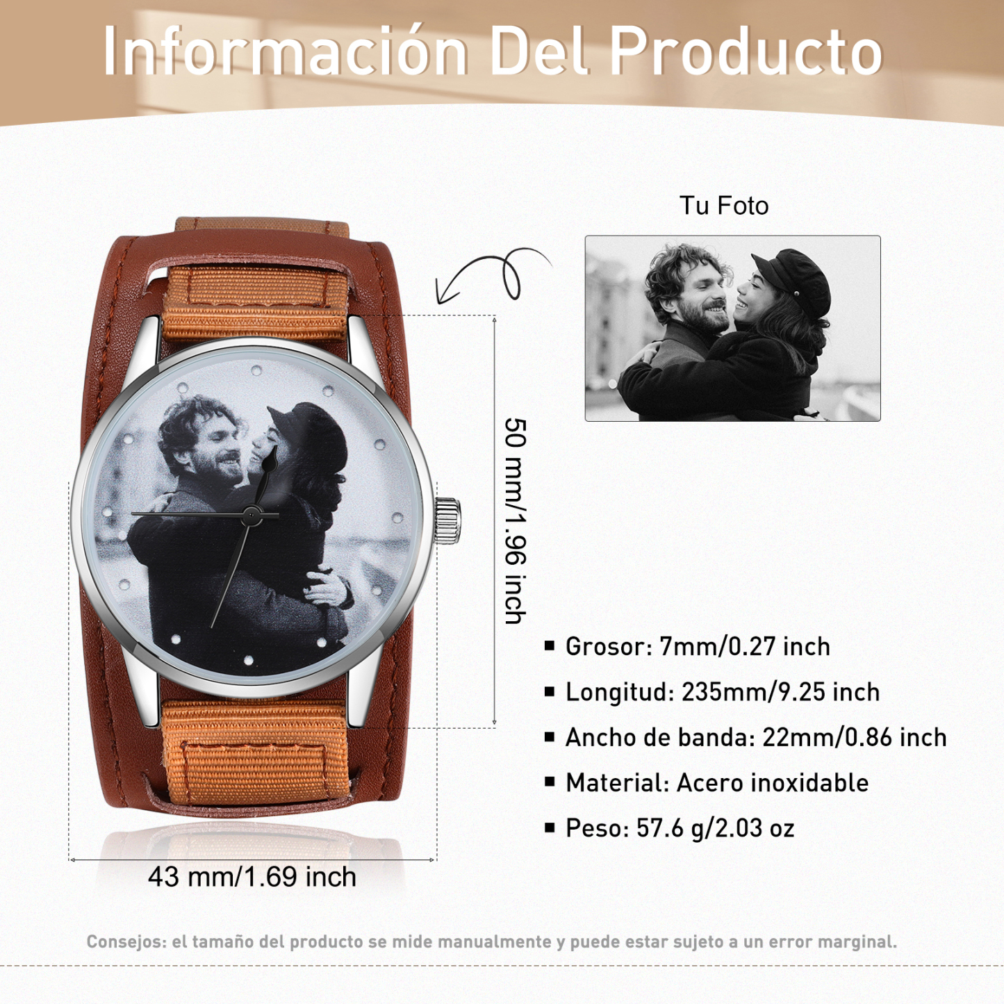 Reloj con 1 foto personalizada