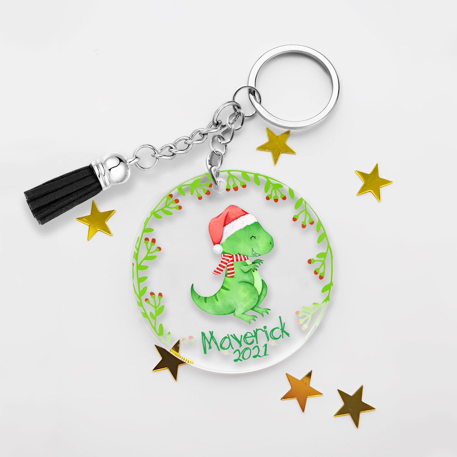 Llavero redondo de acrílico con animales para niñit@s personalizado con 1 nombre y año-Jessemade ES