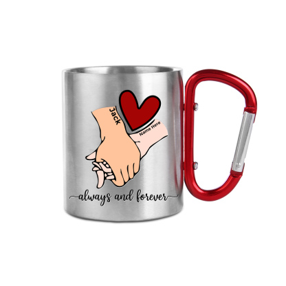 Taza de acero inoxidable actividad al aire libre para pareja manos cogidas 2 nombres personalizados-Jessemade ES
