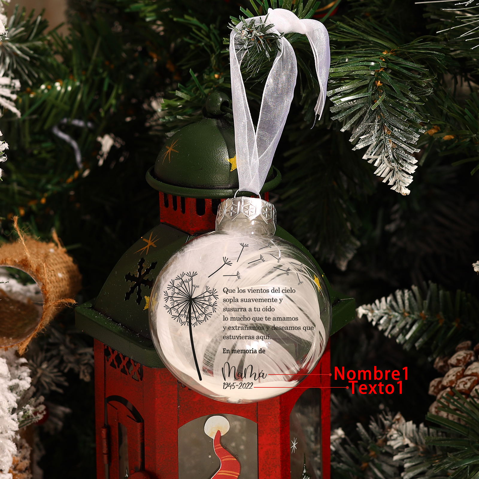 Bola navideña conmemorativa Adorno de Navidad 1 nombre y años personalizados con pluma -Jessemade ES