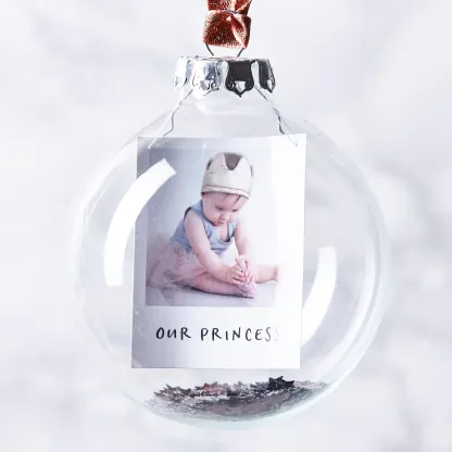 Bola navideña Adorno de Navidad 1 foto y 1 texto  personalizados