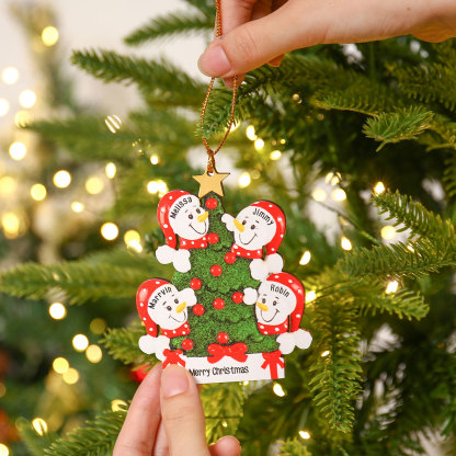 Navidad-Ornamentos Navideños de Madera Árbol y muñecos de nieve 4 Nombres con Texto Personalizados