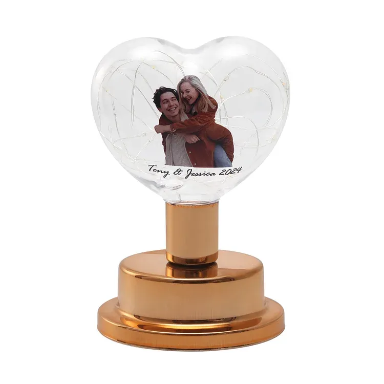 Lámpara para pareja en forma de corazón foto y texto personalizados-Jessemade ES