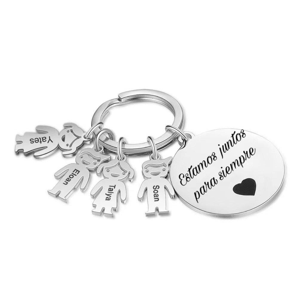A mi mamá-Llavero Personalizado con 4 Nombres en 4 Niños y 1 Texto-Jessemade ES