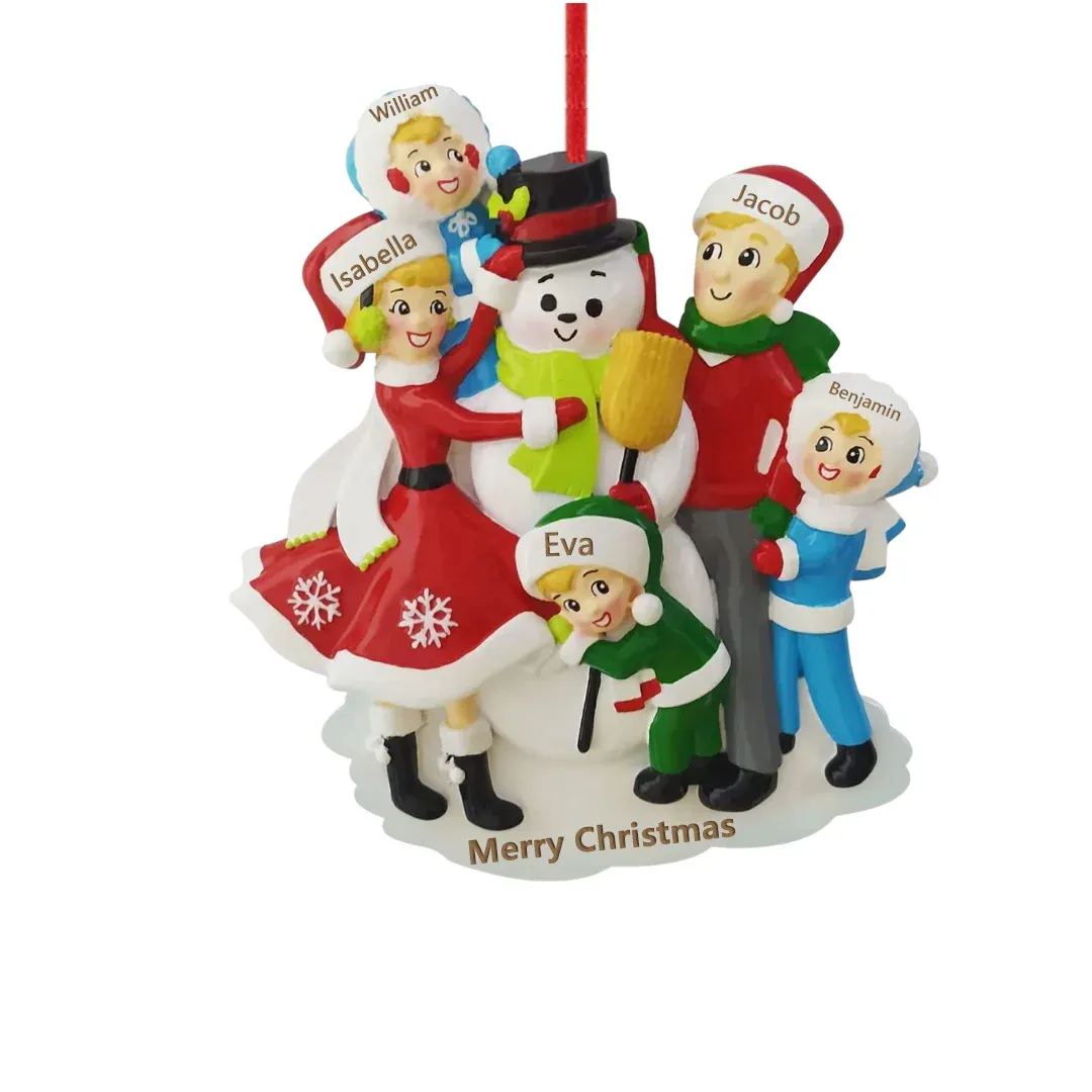 Navidad-Muñecos Ornamentos Navideños 5 Nombres con Texto Personalizados Adorno de Madera