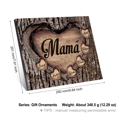 A mi mamá-Lámina marco de madera para mamá personalizado con 6 nombres-Jessemade ES