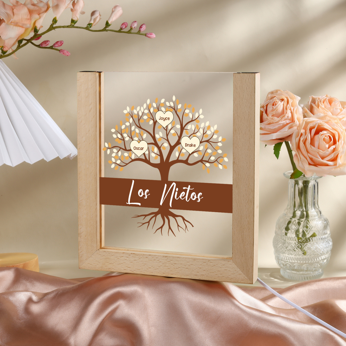 A mi mamá/abuela-Lámpara Personalizada con 2-8 Nombres y Texto "árbol" 3D Ilusión Luz de Noche-Jessemade ES