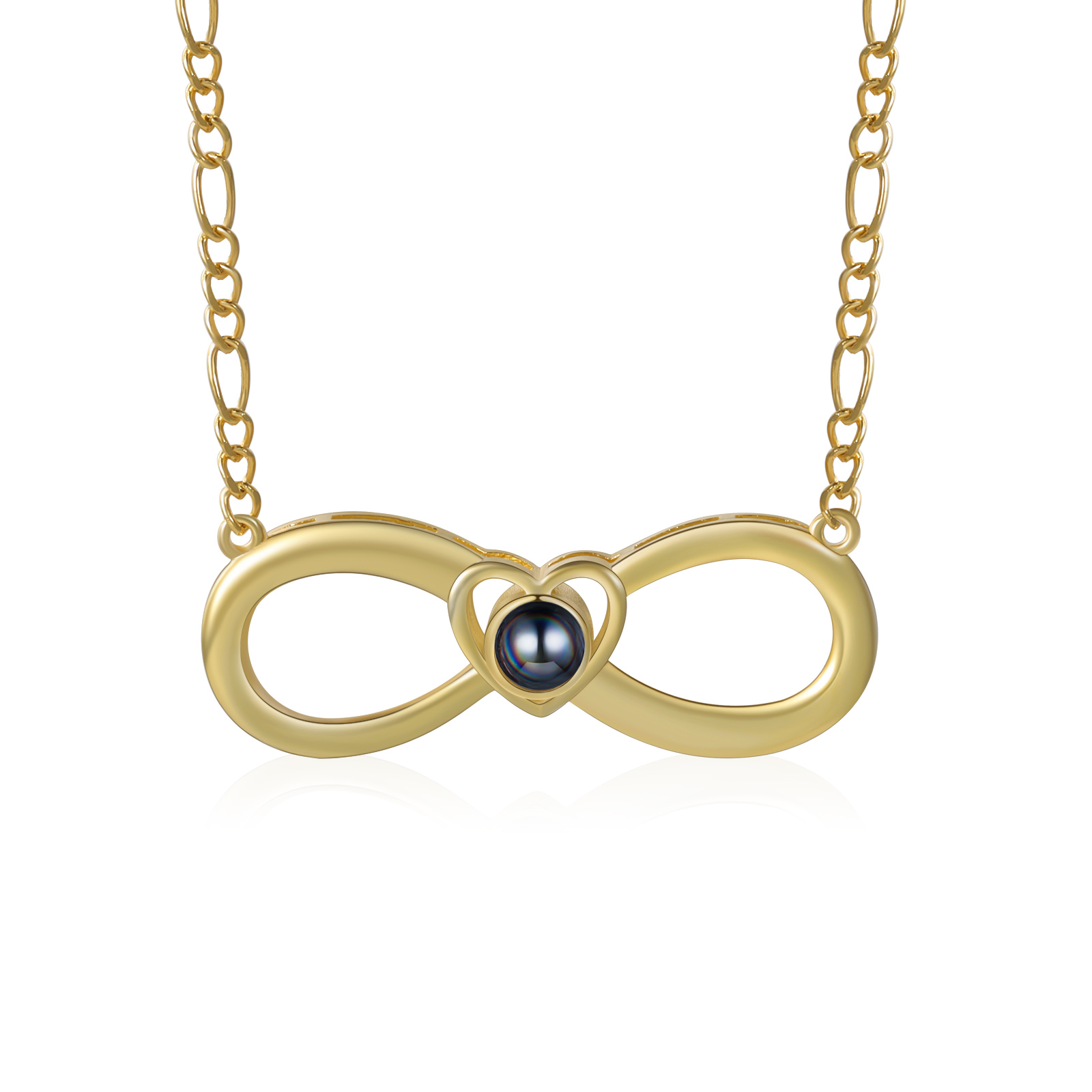 Collar con colgante de infinito con foto proyección y 2 nombres personalizados-Jessemade ES