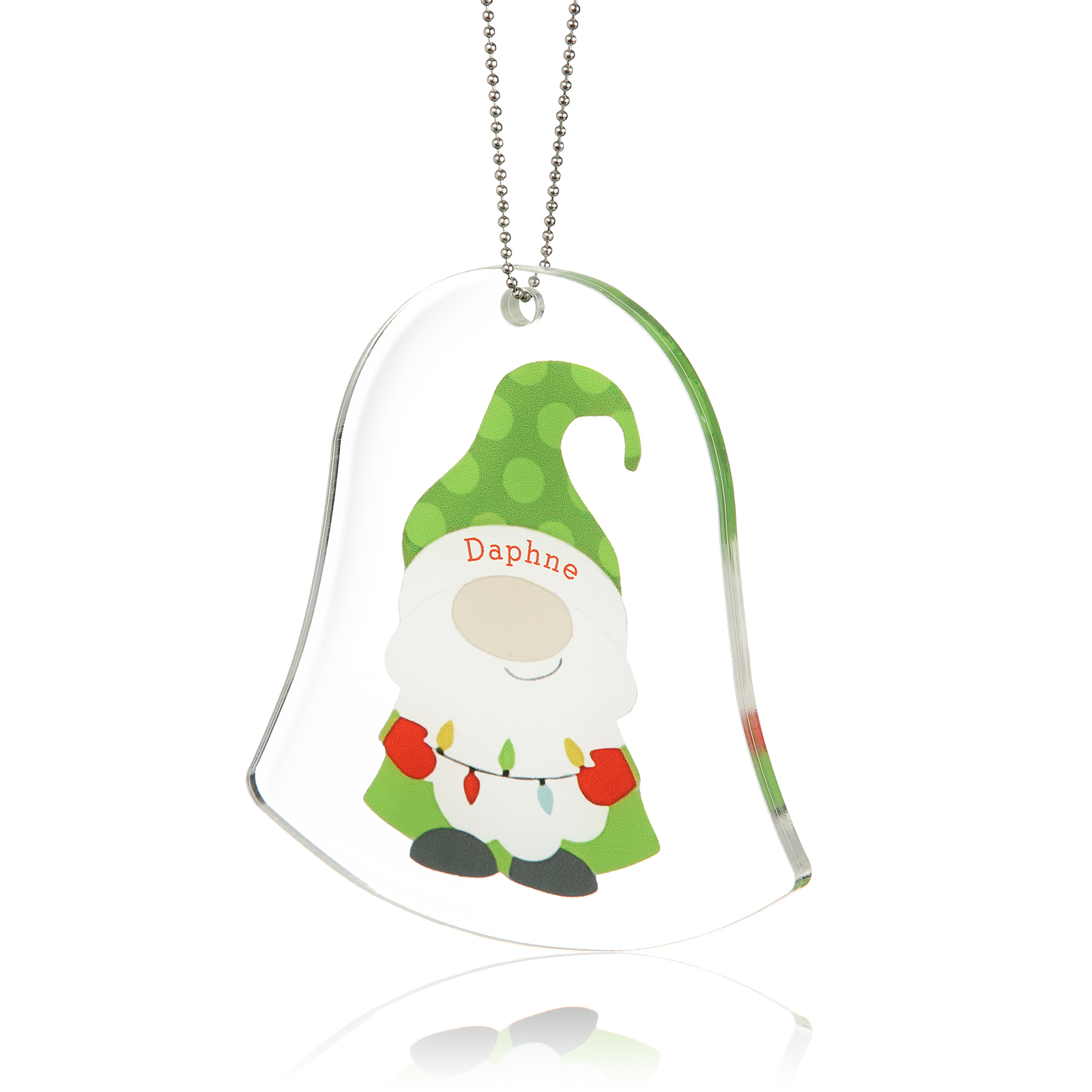 Navidad-Ornamento navideño de acrílico genios en forma de campanilla con 1 nombre personalizado