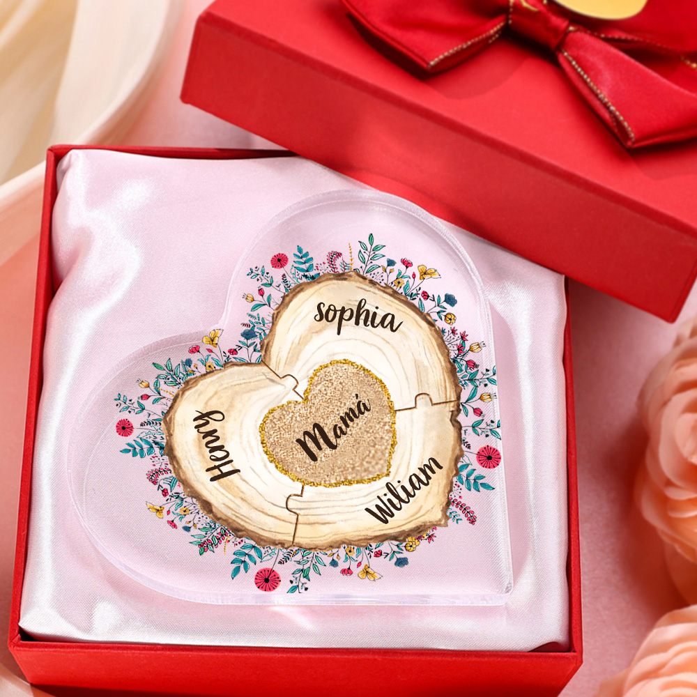 A mi mamá/abuela-Placa de acrílico "Corazones" en forma de corazón 4 nombres personalizados-Jessemade ES