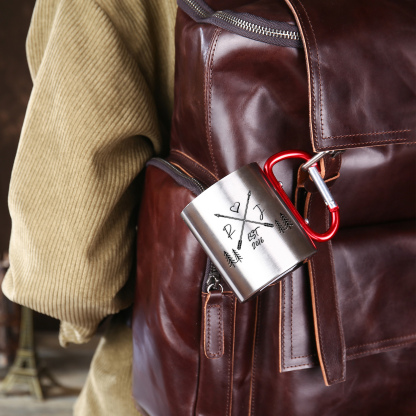 Taza de acero inoxidable actividad al aire libre para pareja 2 letras personalizadas y año-Jessemade ES