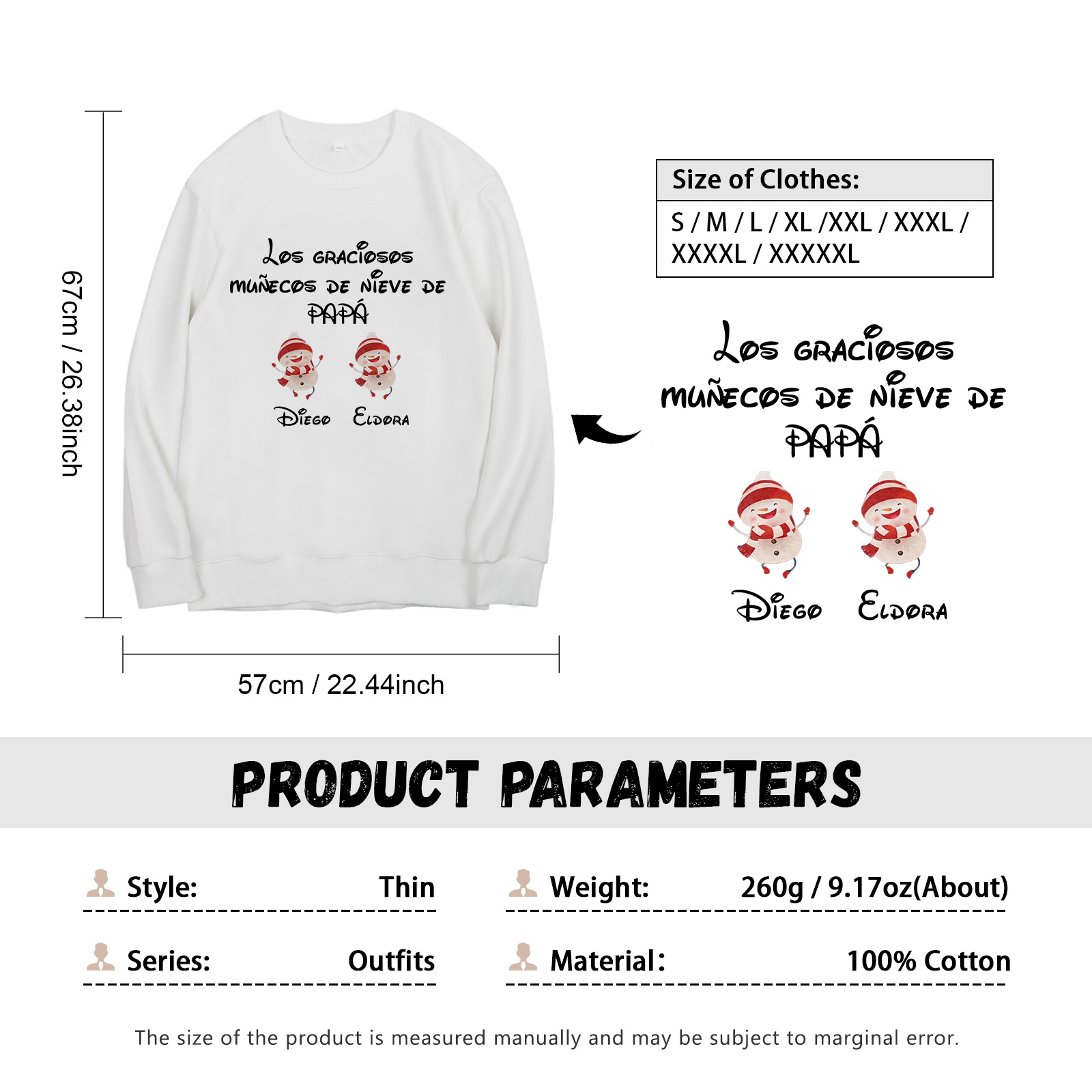 Familia-Sudadera "Muñecos de nieve" 3 nombres personalizados-Jessemade ES