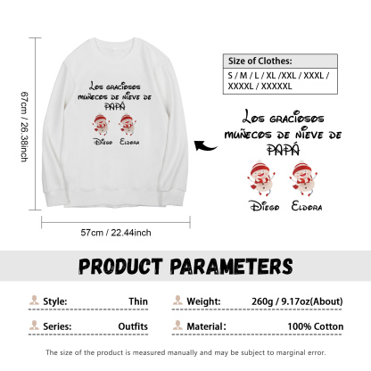 Familia-Sudadera "Muñecos de nieve" 3 nombres personalizados-Jessemade ES