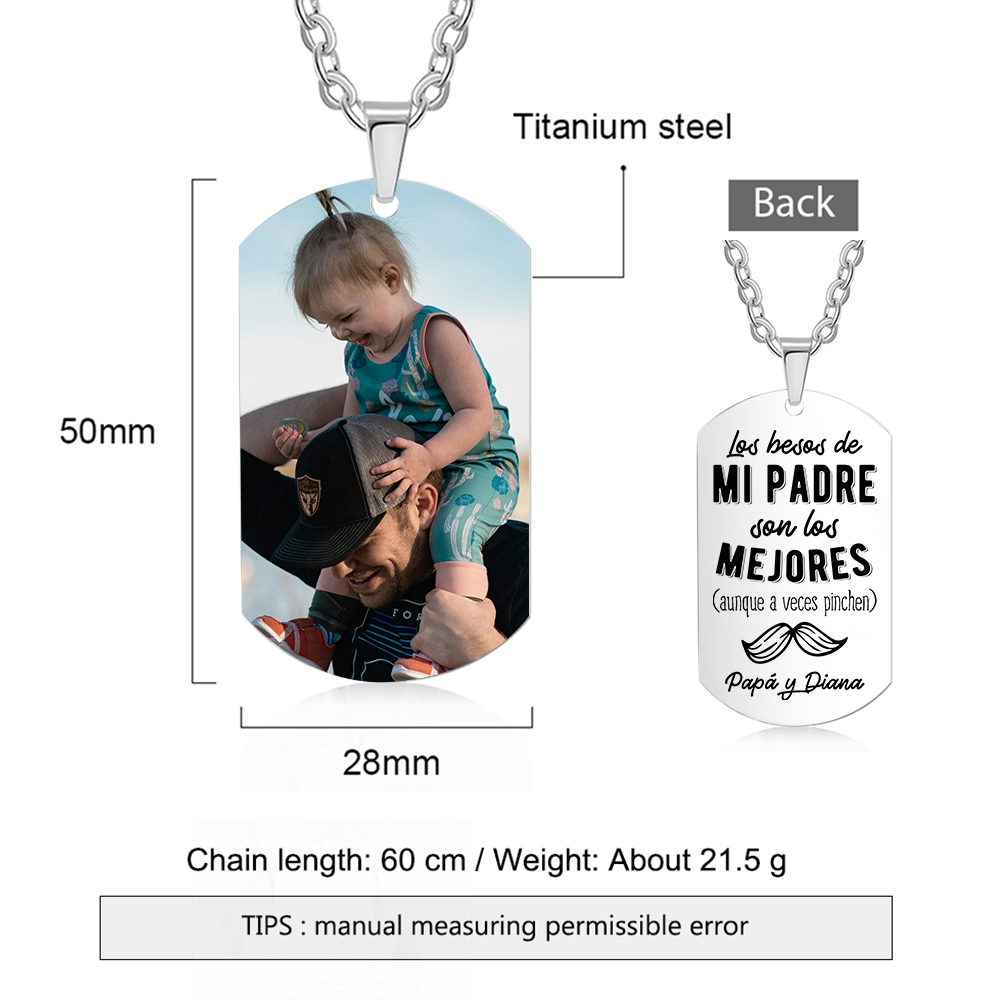 A MI PAPÁ-Collar de placa personalizada con texto y foto-Jessemade ES