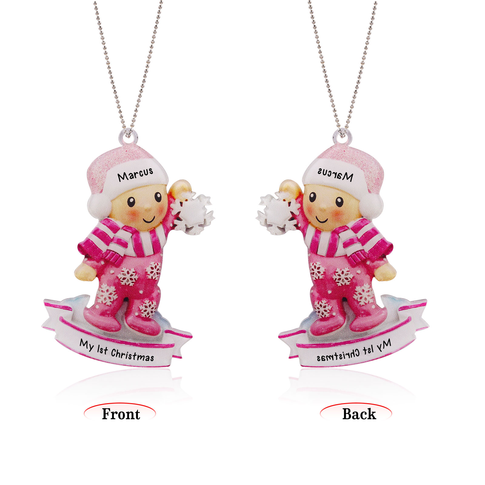 Navidad-Bebé Ornamento Navideño 1 nombre y texto personalizados