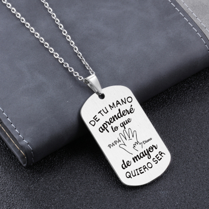 A MI PAPÁ-Collar "mano y manito" de placa personalizada con 2 nombres y foto-Jessemade ES