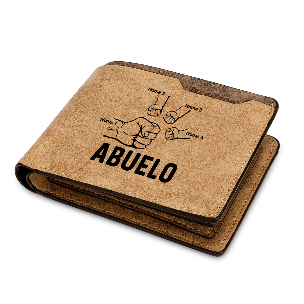 A mi abuelo-Cartera 2-5 nombres personalizados billetera clásica puño con puño -Jessemade ES