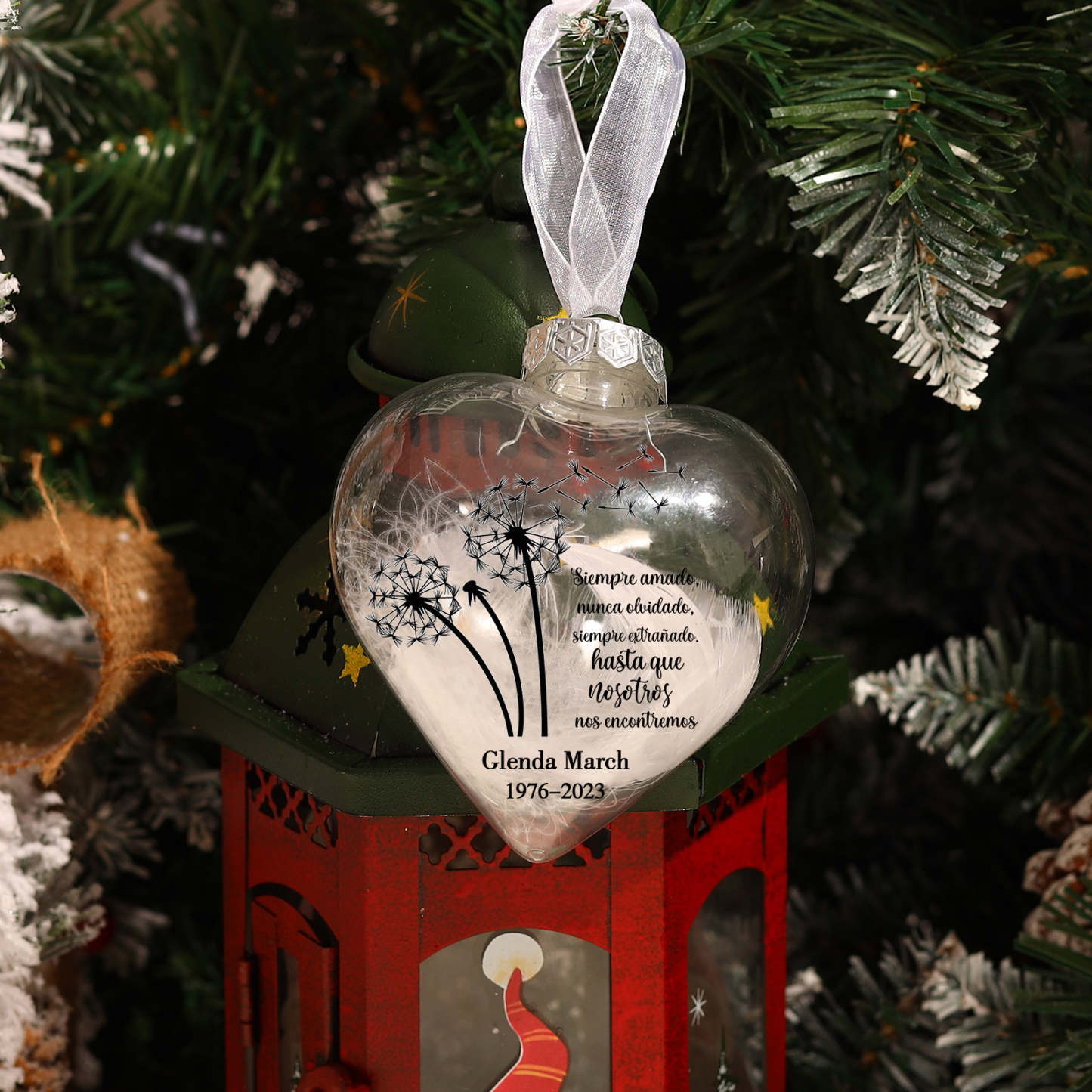 Bola navideña conmemorativa Adorno de Navidad 1 nombre y años personalizados con pluma -Jessemade ES