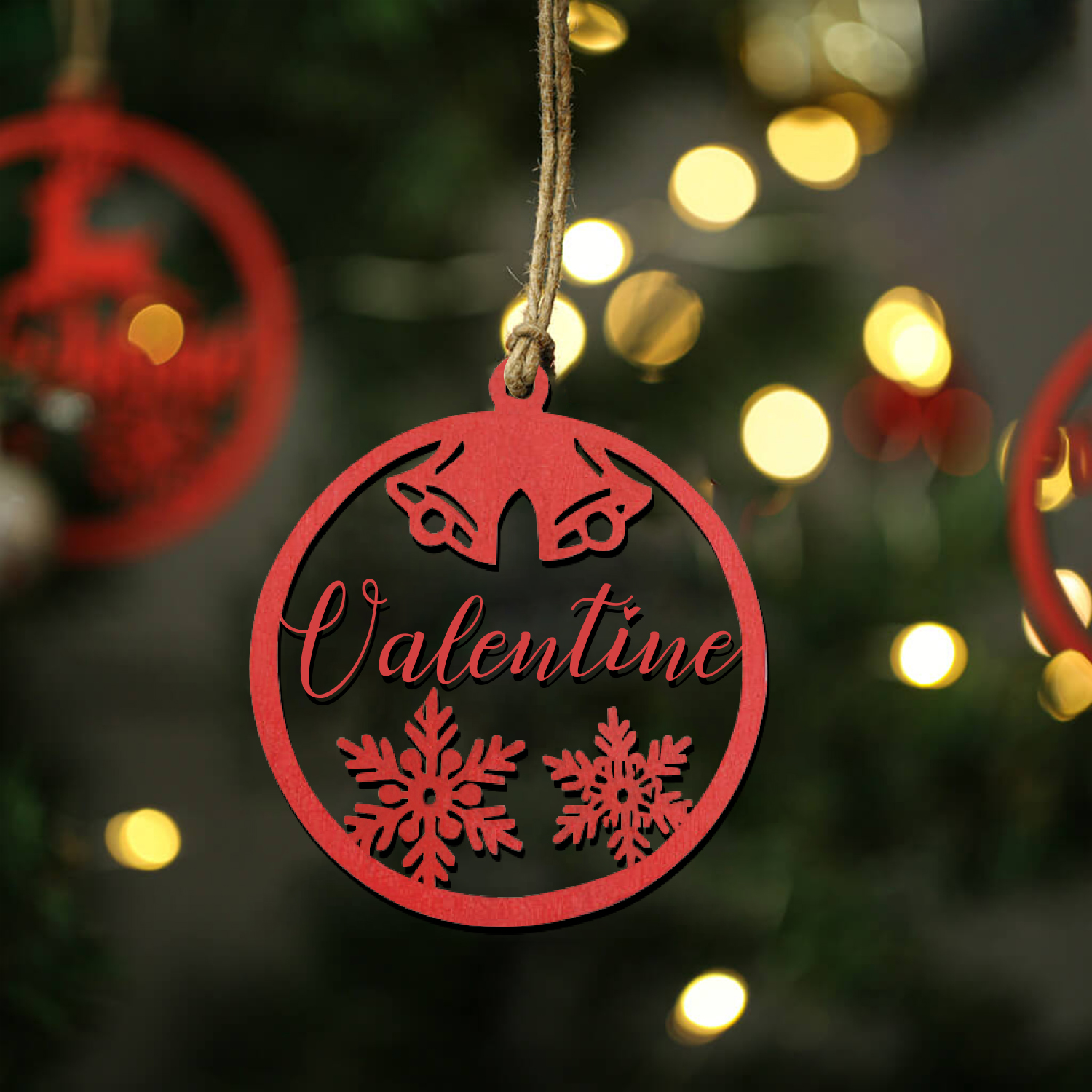 Navidad-Ornamento navideño con reno o cascabel con 1 nombre personalizado