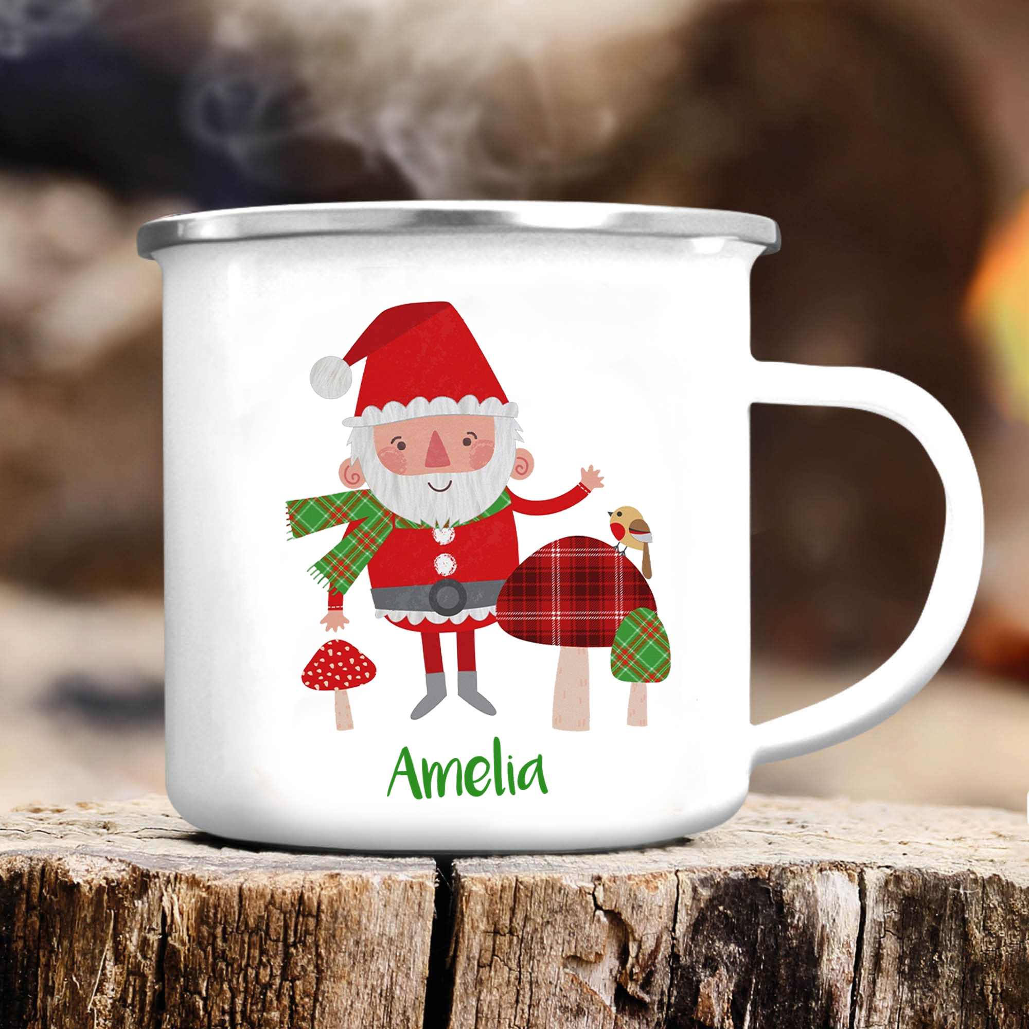 Navidad-Taza Papá Noel para niños con 1 nombre personalizado