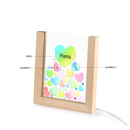 A mi mamá/abuela-Lámpara Personalizada con 2-8 Nombres y Texto "corazones" 3D Ilusión Luz de Noche-Jessemade ES
