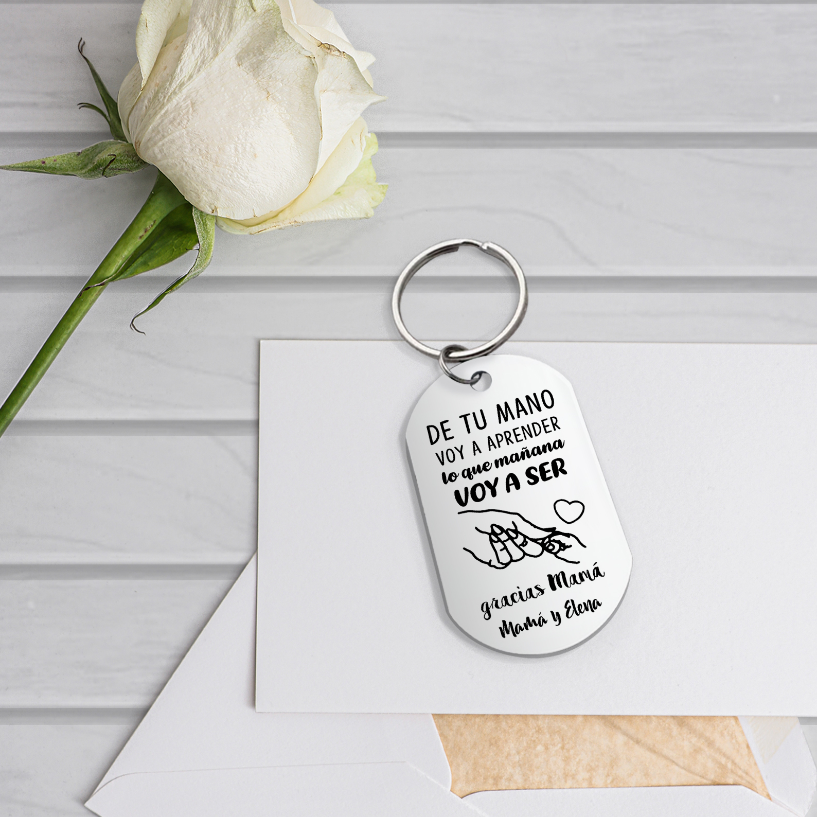 A mi mamá - Llavero 1 Texto Personalizado DE TU MANO VOY A APRENDER-Jessemade ES