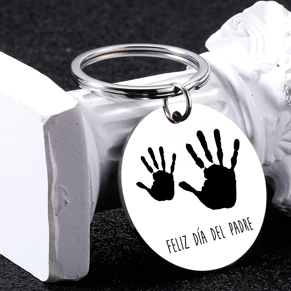 A mi papá-Llavero de placa redonda "Feliz Día del Padre"-Jessemade ES