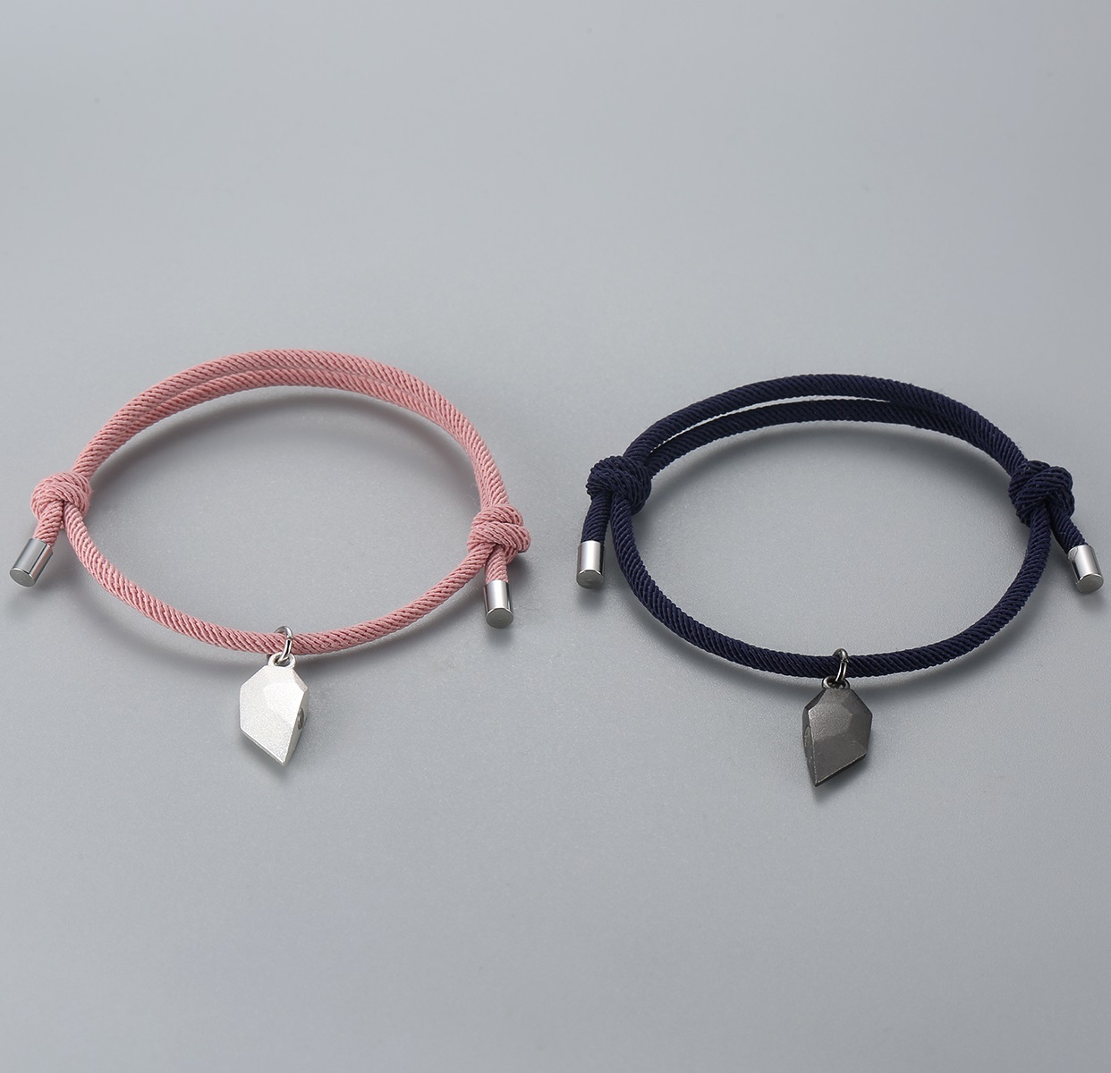 Caja Navidad-Pulseras de cuerda personalizadas para pareja con dije de corazón magnético grabado de dos letras-Jessemade ES