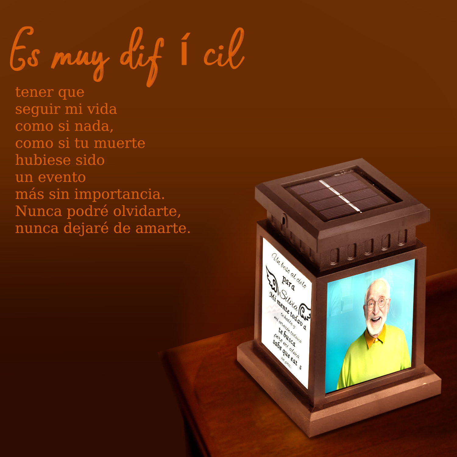 Luz Nocturna Conmemorativa Linterna con frase fijado y personalizada con nombre y 3 fotos a ser querido-Jessemade ES