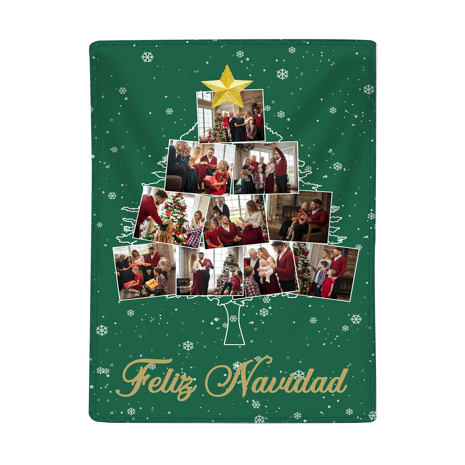 Manta de buen calidad de Navidad personalizada con 10 fotos-Jessemade ES