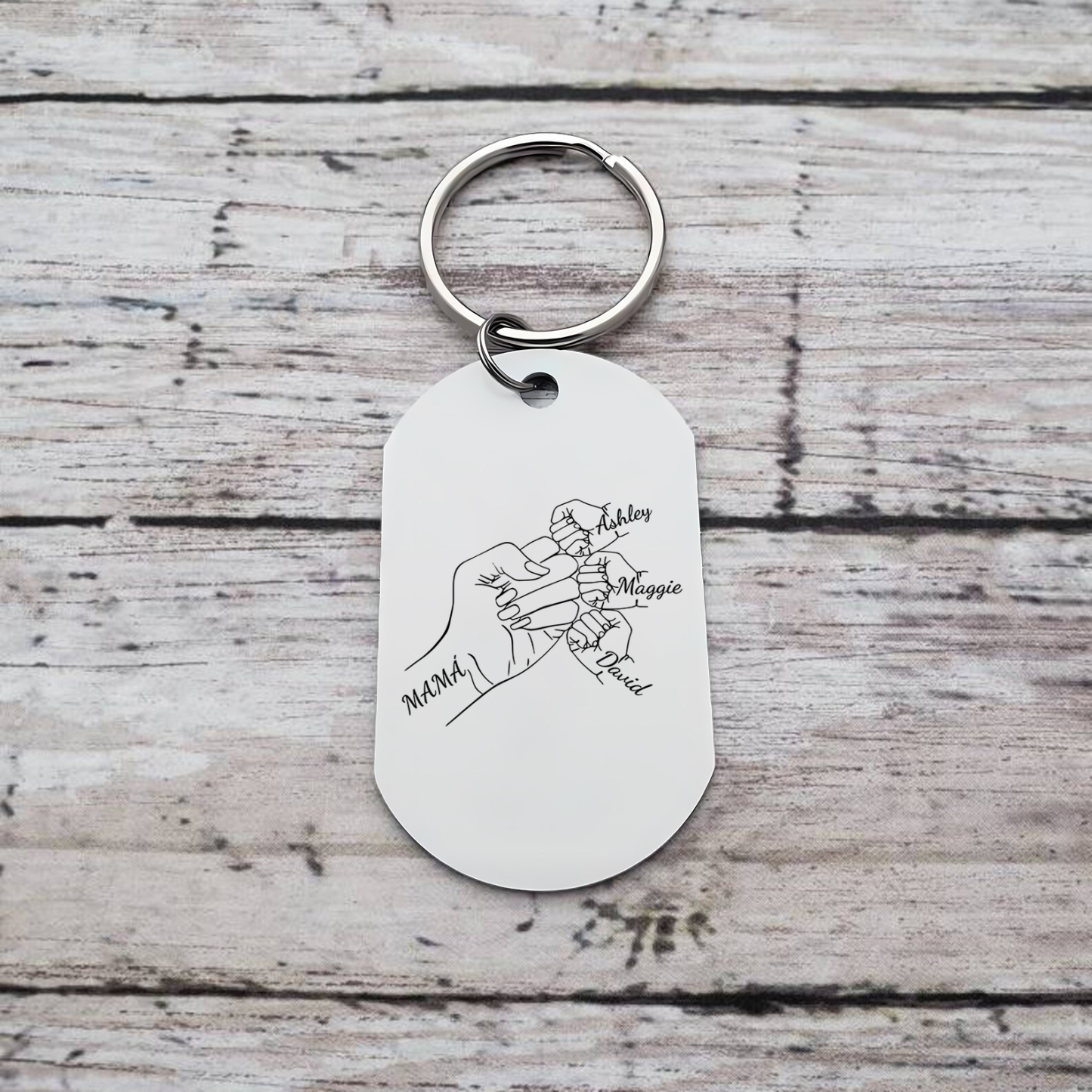 A mi mamá-Llavero 1-4 Nombres Personalizados "PUÑO CON PUÑO"-Jessemade ES