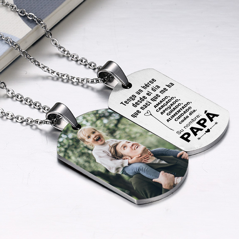 A MI PAPÁ-Collar de placa personalizada con foto-Jessemade ES