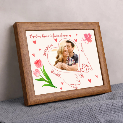 Marco de 1 foto de madera para pareja 2 nombres y fecha personalizados-Jessemade ES