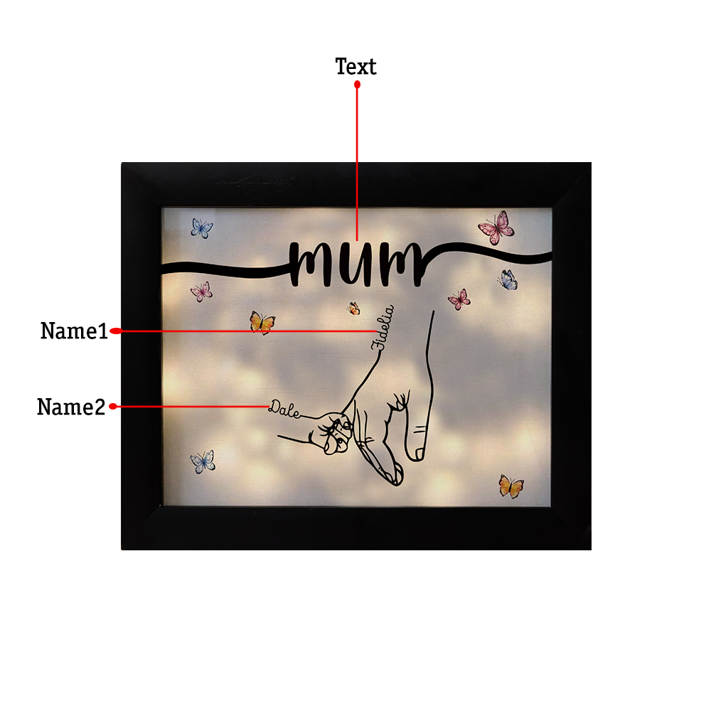 A mi mamá-Marco de 2-7 nombres y 1 texto personalizados de plástico con lámpara-Jessemade ES