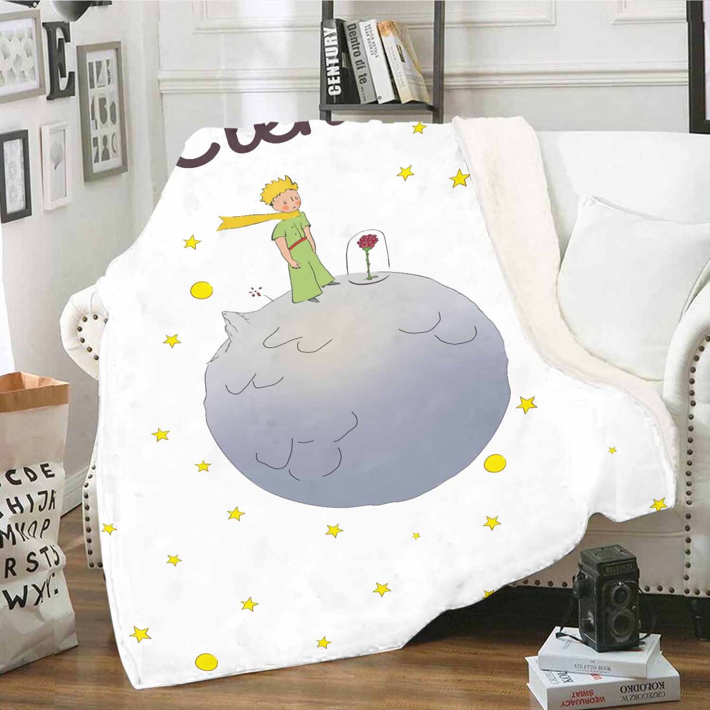 Manta de buen calidad con Príncipe y su rosa y personalizada con 1 nombre-Jessemade ES