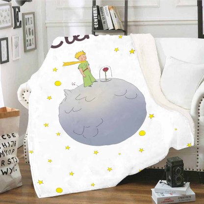 Manta de buen calidad con Príncipe y su rosa y personalizada con 1 nombre-Jessemade ES