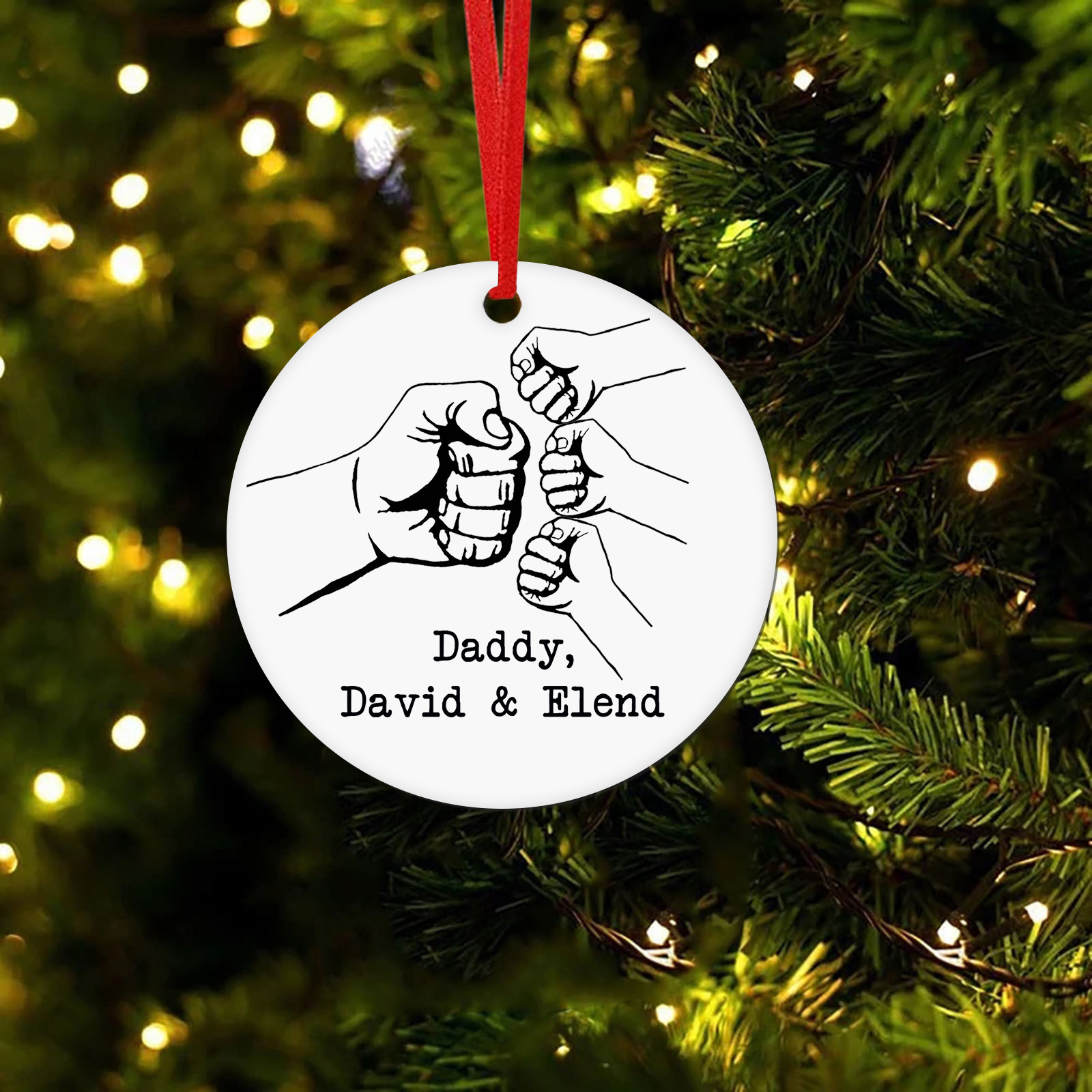 Navidad-Ornamento navideño puño con puño texto personalizado Adorno de madera