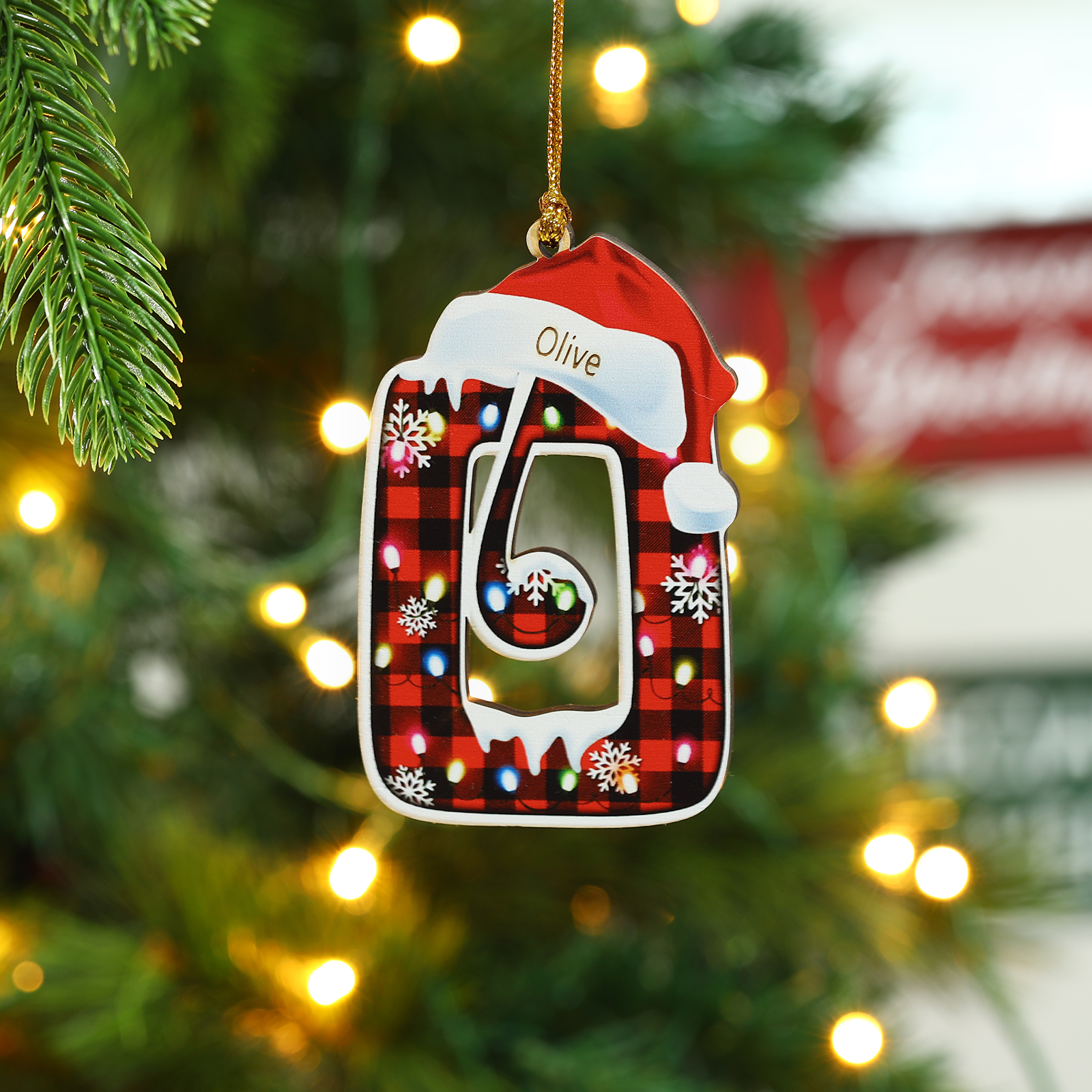 Navidad-Ornamentos Navideños de Madera Letra 1 Nombre Personalizado