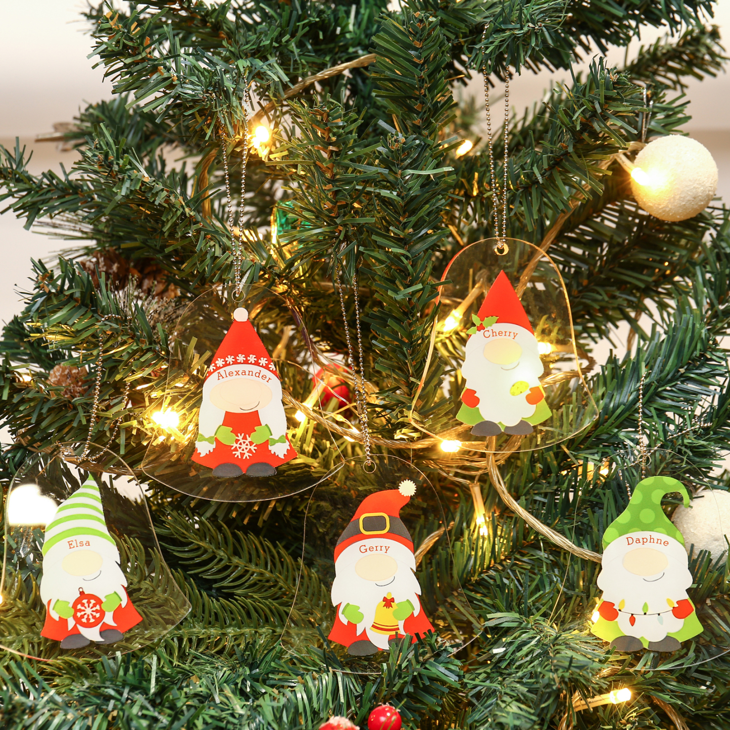 Navidad-Ornamento navideño de acrílico genios en forma de campanilla con 1 nombre personalizado