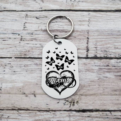 A mi mamá-Llavero 2-6 Nombres Personalizados CORAZÓN Y MARIPOSAS-Jessemade ES
